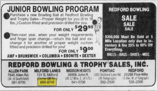 Milford Lanes - Dec 1980 Mention (newer photo)